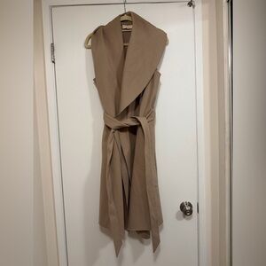MELLODAY Tan Draped Belted Vest
